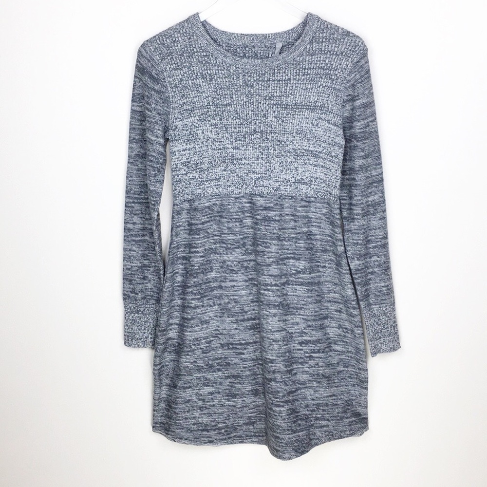 Athleta Long Sleeve Sweater Dress Gray Marled Knit A-Line Size S